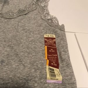 Faded Glory Tops - Gray lace neck tank top Faded Glory Tops - Gray lace neck tank top